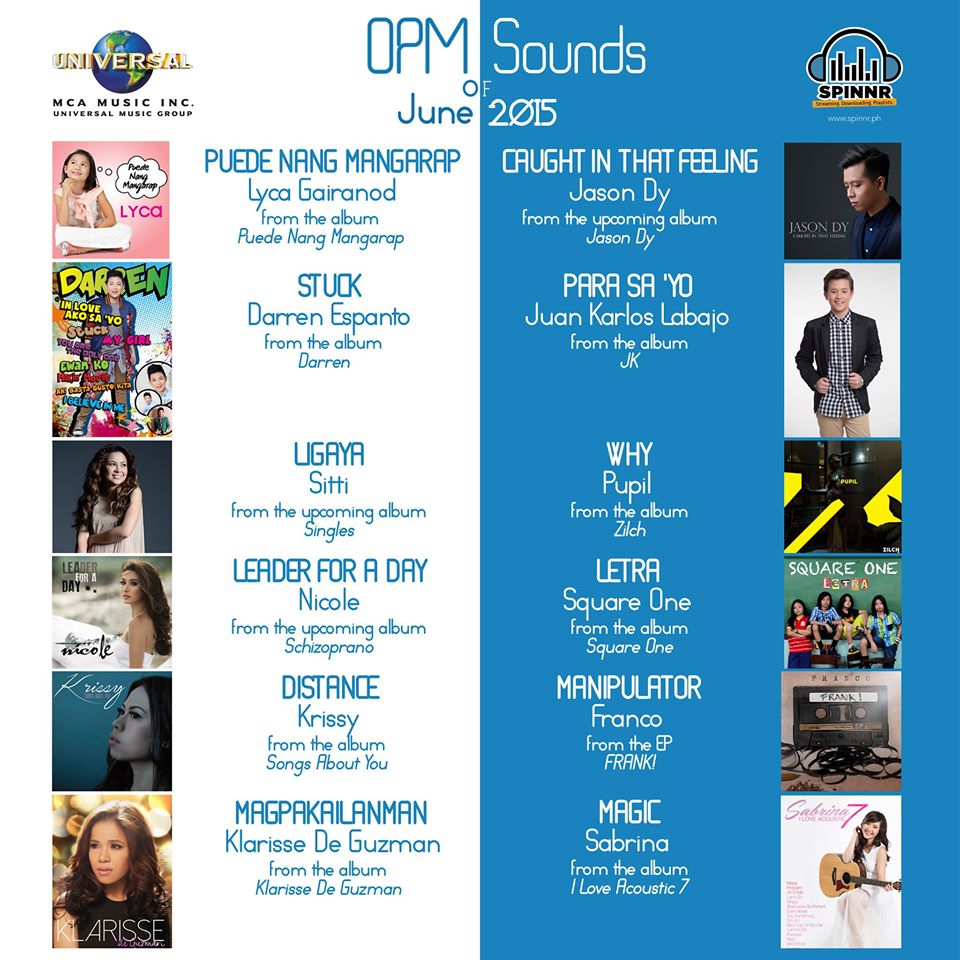 LATEST OPM SONGS FOR THE MONTH OF JUNE 2015