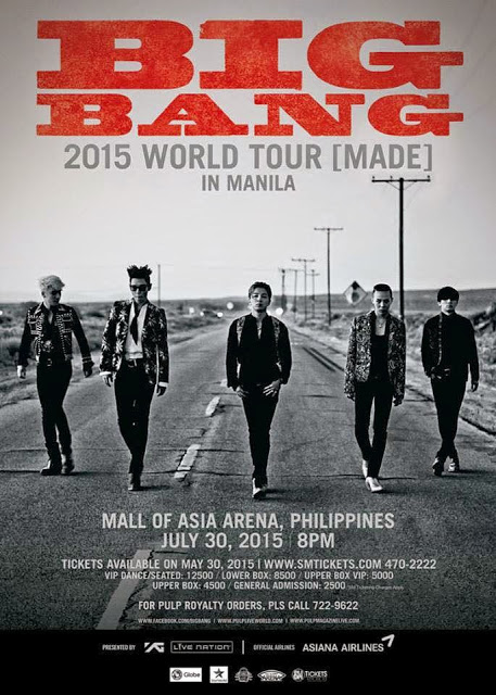 UPCOMING CONCERTS IN MANILA (List As of July 20, 2015)